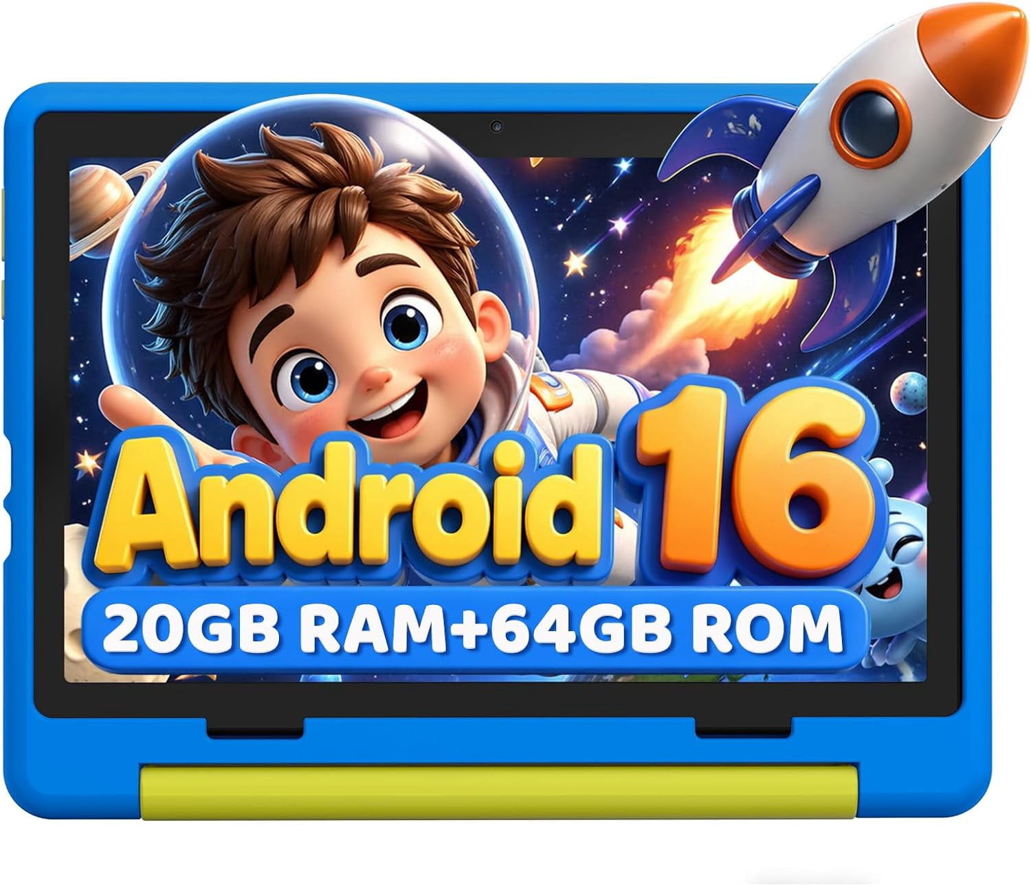BESTSKI Kids Tablet 10-Inch Android 16 for Ages 3-12, 5-Core 20GB+64GB (1TB Expandable), Parental Control, Pre-Installed KIDOZ & Shockproof Case (Blue)
