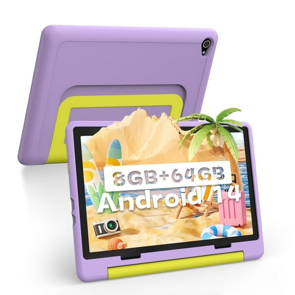 AEEZO Kids Tablet 10-Inch Android 16 for Ages 3-12, 5-Core 20GB+64GB (1TB Expandable), Parental Control, Pre-Installed KIDOZ & Shockproof Case (Purple)