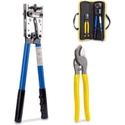 KOTTO Battery Cable Lug Crimper Tool 6-50mm, Wire Crimping Tool, Pliers for Crimping Wire with Cable Cutter for 10,8,6,4,2 & 1/0 AWG with Storage Bag