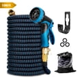 thumbnail image 1 of Kotto 100 ft Flexible Garden Hose, Water Hose for Outside with 10 Spray Nozzles, Brass Connector, Leak-Proof, Blue, 1 of 9