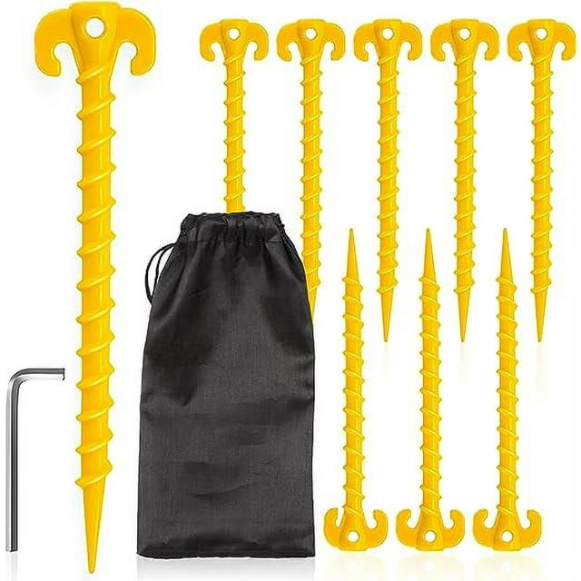 Kotto Large 10 inch Yellow Outdoor Tent Stakes Ultimate Ground Anchor