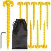 Kotto Heavy Duty Plastic Tent Pegs 10", Heavy Duty Plastic Yard & Camping Ground Pegs, Yellow, 8 Count