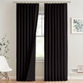 thumbnail image 1 of Kotton Culture 100% Blackout Curtain Double Pinch Pleat Thermal Insulated Room Darkening Spill Proof Machine Washable Window Treatment Panels (1 Panel, 100x95, Black), 1 of 7