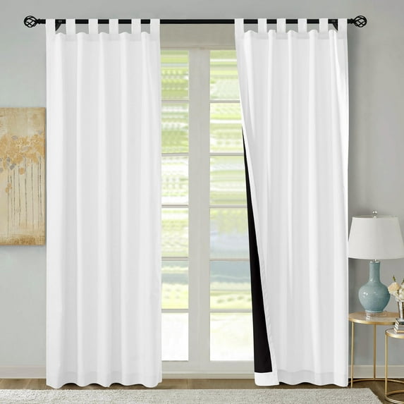 Kotton Culture 100% Blackout Curtain for Traverse Rod Tab Top Curtains Thermal Insulated Room Darkening Window Treatment Panels for Bedroom, Living Room (1 Panel, 70x120, White)