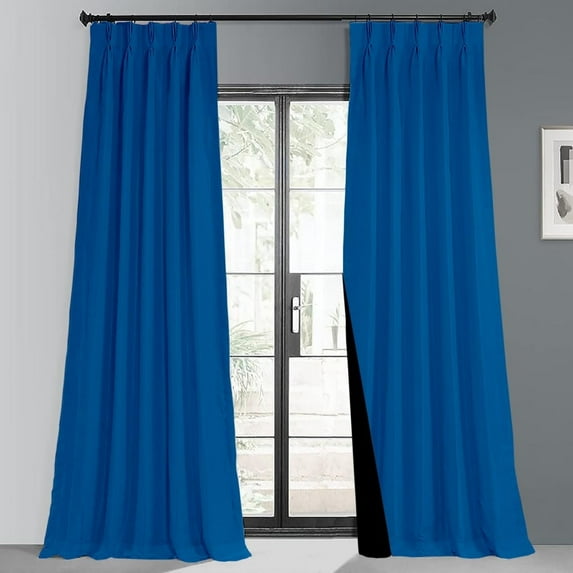 Kotton Culture 100% Blackout Curtain for Traverse Rod Triple Pinch Pleat Thermal Insulated Room Darkening Window Treatment Panels for Bedroom, Living Room (1 Panel, 70x45, Royal Blue)
