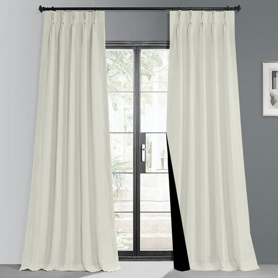 Kotton Culture 100% Blackout Curtain Triple Pinch Pleat Thermal Insulated Room Darkening Spill Proof Machine Washable Window Treatment Panels (1 Panel, 34x95, Ivory)