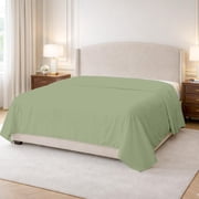 Kotton Culture 100% Egyptian Cotton 1 Pc Flat Sheet -600 TC, Soft and Crisp, Breathable, Top Sheet Only, Ultra Premium Sateen Weave Alaskan King Bed Sheets, Cotton Flat Sheet Moss Green