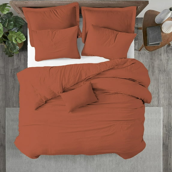 Kotton Culture 1Pc California King Size Duvet Cover Only 100% Egyptian Cotton Sateen 600 TC Ultra Soft Premium Durable Comforter Cover Zipper Closure & Corner Ties, Burnt Orange