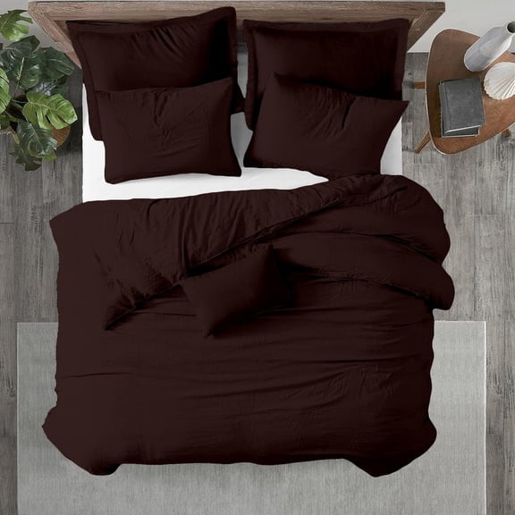 Kotton Culture 1Pc Queen Size Duvet Cover Only 100% Egyptian Cotton Sateen 600 TC Ultra Soft Premium Durable Comforter Cover Zipper Closure & Corner Ties, Chocolate