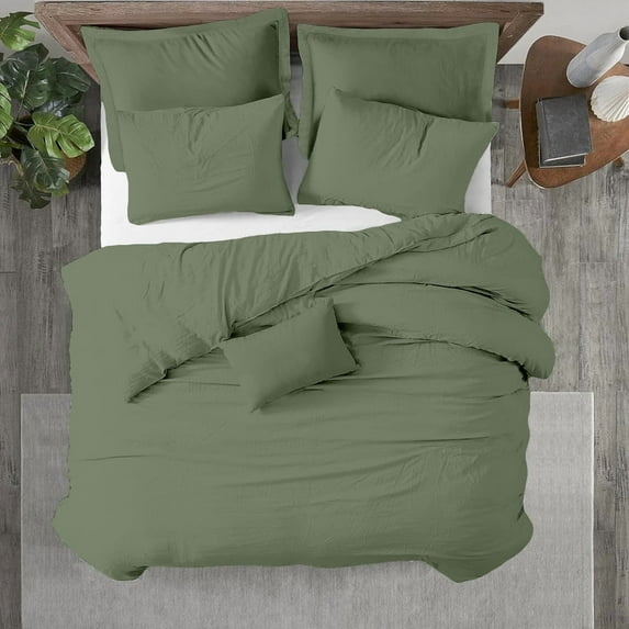 Kotton Culture 1Pc Queen Size Duvet Cover Only 100% Egyptian Cotton Sateen 600 TC Ultra Soft Premium Durable Comforter Cover Zipper Closure & Corner Ties, Moss