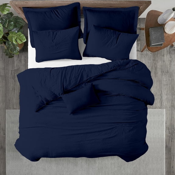 Kotton Culture 1Pc Queen Size Duvet Cover Only 100% Egyptian Cotton Sateen 600 TC Ultra Soft Premium Durable Comforter Cover Zipper Closure & Corner Ties, Navy Blue