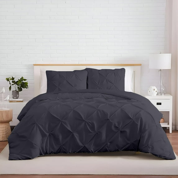 Kotton Culture 1Pc Twin Size Pinch Duvet Cover Only 100% Egyptian Cotton 1000 TC Dark Gray