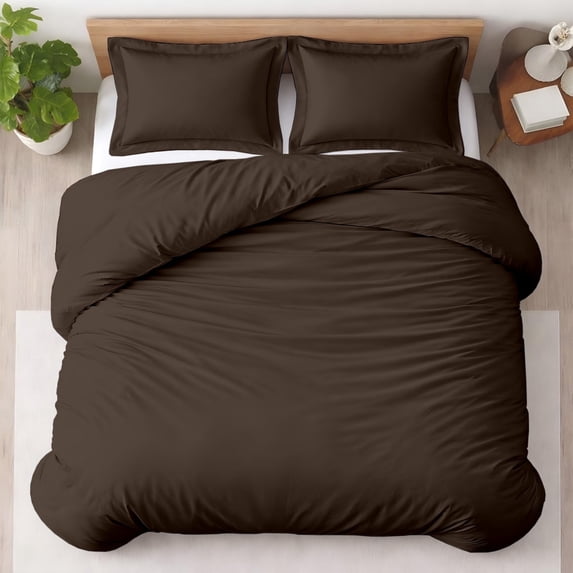 Kotton Culture 3 Pc 120" x 98" Duvet Cover Set Oversized King 100% Egyptian Cotton - 600 Thread Count Comforter Cover, Zipper Closure & Corner Ties - Fits Large King Inserts - Chocolate