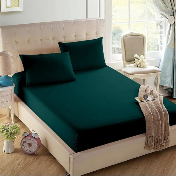 Kotton Culture 3 Piece Fitted Sheet Set 100% Egyptian Cotton 600 Thread Count with Deep Pocket Fitted Sheet Premium Soft Bedding (King, Teal)