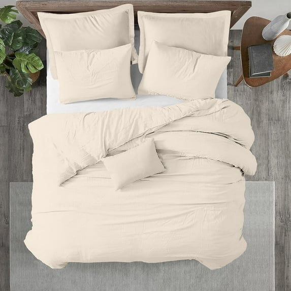 Kotton Culture 3Pc Queen Size Duvet Cover Set 100% Egyptian Cotton Sateen 600 TC Ultra Soft Premium Durable Comforter Cover Zipper Closure & Corner Ties, Butter