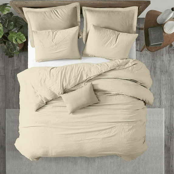 Kotton Culture 600 TC 100% Egyptian Cotton Duvet Cover (Beige, King, 5 Piece Set)