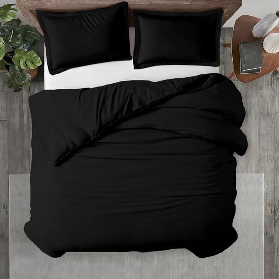 Kotton Culture 600 TC 100% Egyptian Cotton Duvet Cover (Black, King, 1 Piece Only)
