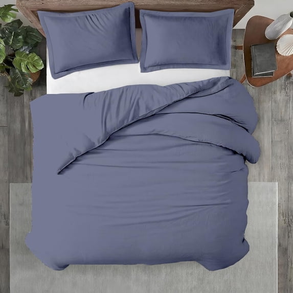 Kotton Culture 600 TC 100% Egyptian Cotton Duvet Cover (Mediterranean Blue, King, 3 Piece Set)