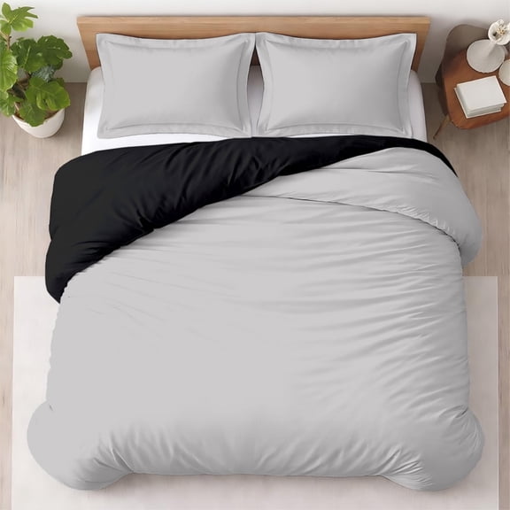 Kotton Culture 3 Pc King Size Duvet Cover Set- 100% Egyptian Cotton 600 TC Ultra Soft Premium Durable Comforter Cover Zipper Closure & Corner Ties (Night's Shadow, King 104"x94")