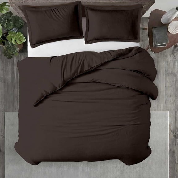 Kotton Culture 600 TC 100% Egyptian Cotton Duvet Cover (Chocolate, Oversized King, 3 Piece Set)