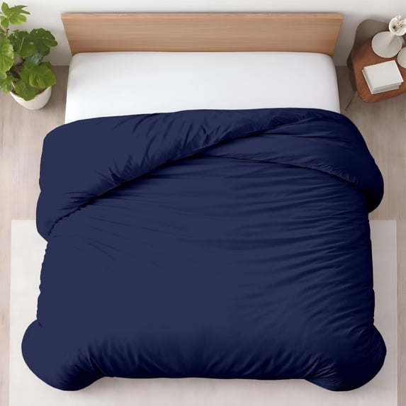 Kotton Culture 1 Pc Duvet Cover Queen Size/Full Size-100% Egyptian Cotton 600 TC Ultra Soft Premium Durable Comforter Cover Zipper Closure & Corner Ties- (Navy Blue, 90" X 90")