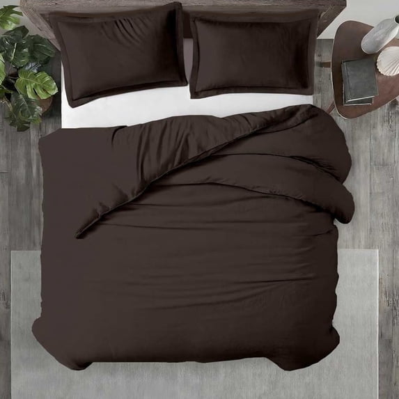Kotton Culture 600 TC 100% Egyptian Cotton Duvet Cover (Chocolate, King, 3 Piece Set)