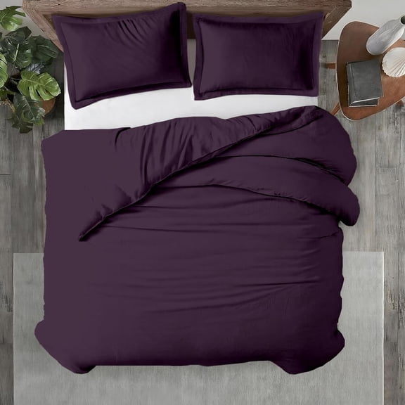Kotton Culture 600 TC 100% Egyptian Cotton Duvet Cover (Plum, Super Oversize King / Super King Plus, 3 Piece Set)