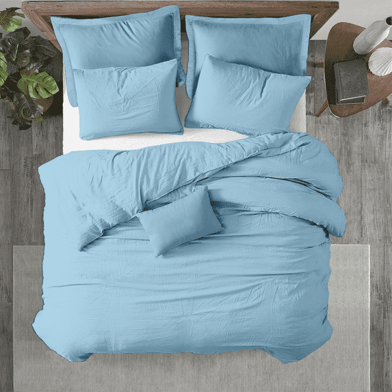Kotton Culture 600 TC 100% Egyptian Cotton Duvet Cover (Sky Blue, California King, 3 Piece Set)