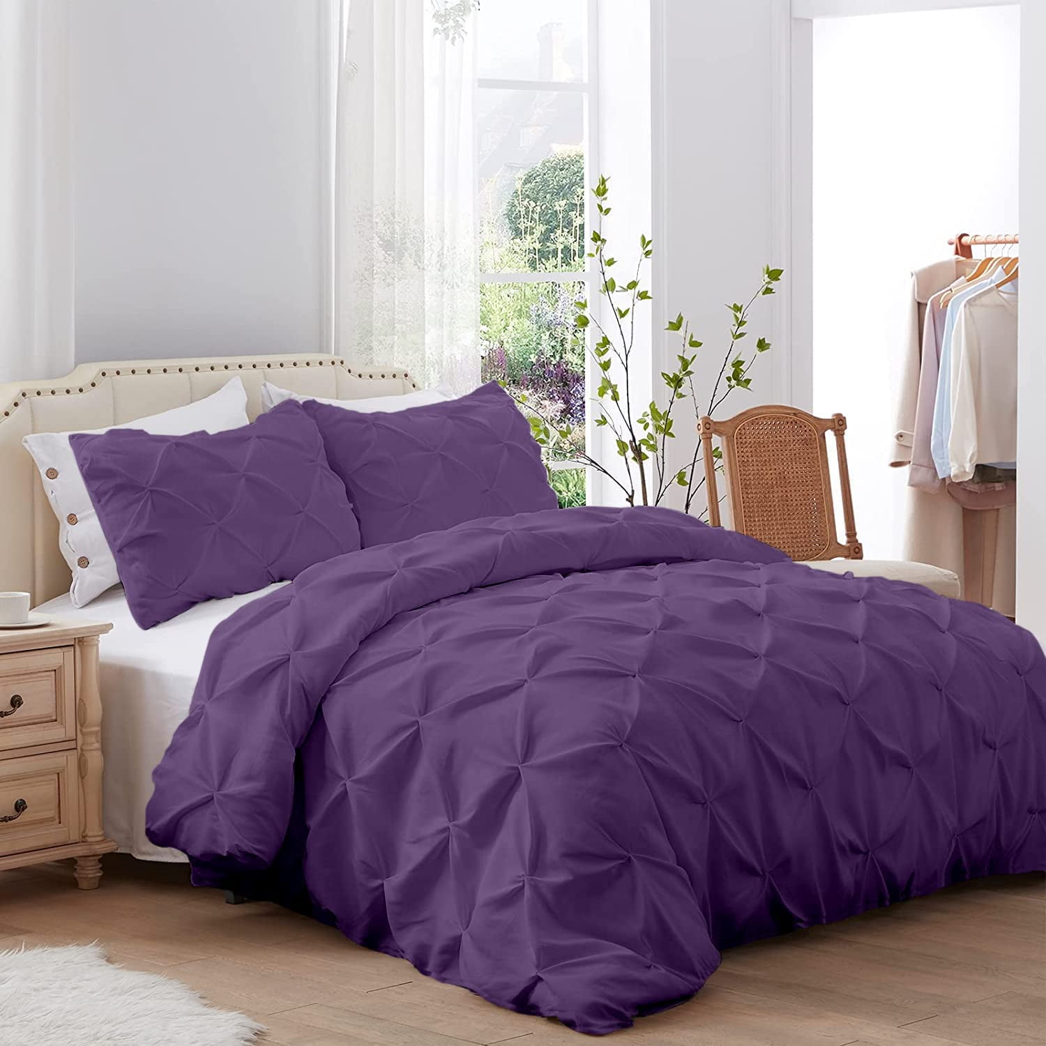 Kotton Culture 600 TC 3 Piece Pinch Pleated Duvet Cover - 100