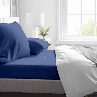Kotton Culture 600 TC 4 Pc Sheet Set - 100% Egyptian Cotton 1 Flat sheet 1 Fitted sheet and 2 Pilowcases, 16' Deep Pocket (Light Blue,Twin)
