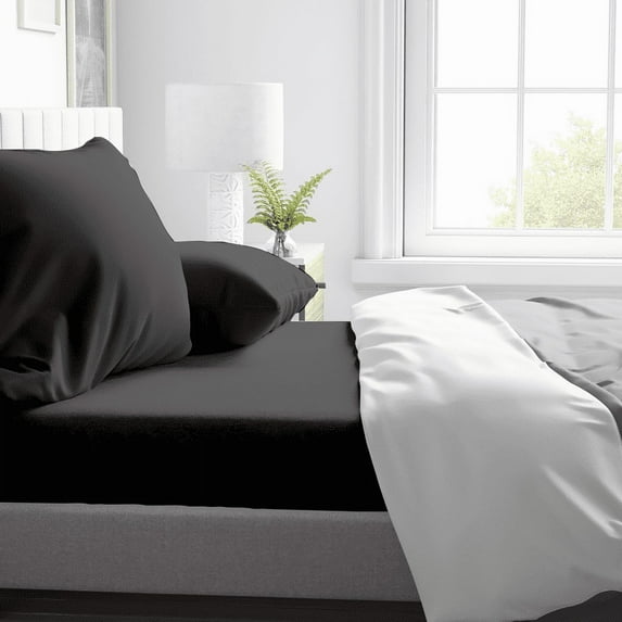 Kotton Culture 600 TC 4 Pc Sheet Set - 100% Egyptian Cotton 1 Flat sheet 1 Fitted sheet and 2 Pilowcases, 16' Deep Pocket (Grey,Twin)