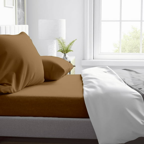 Kotton Culture 600 TC 4 Pc Sheet Set - 100% Egyptian Cotton 1 Flat sheet 1 Fitted sheet and 2 Pilowcases, 16' Deep Pocket (Taupe,Queen)