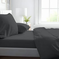 Kotton Culture 600 TC Bed Sheets 4 Piece 15" Inch Deep Pocket Sheet Set (Dark Gray Stripe,Full)