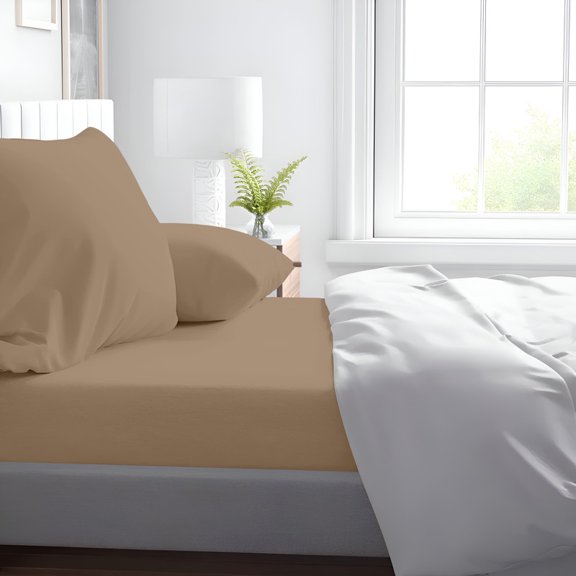 Kotton Culture 600 TC Bed Sheets 4 Piece 15" Inch Deep Pocket Sheet Set (Taupe,Queen)