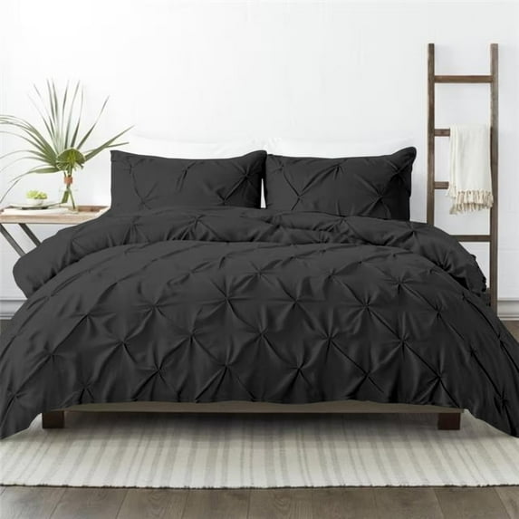 Kotton Culture 600 TC Pinch Pleated Duvet Cover 100% Egyptian Cotton with zipper (King, Dark Grey) - 1 Piece