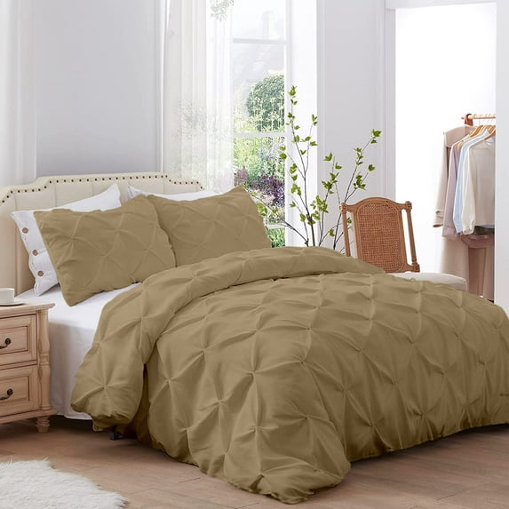 Kotton Culture 600 TC Pinch Pleated Duvet Cover 100% Egyptian Cotton with zipper (Super Oversized King, Taupe) - 1 Piece