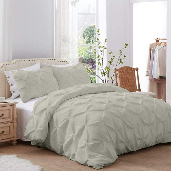 Kotton Culture 600 TC Pinch Pleated Duvet Cover 100% Egyptian Cotton with zipper (Twin, Ivory) - 1 Piece