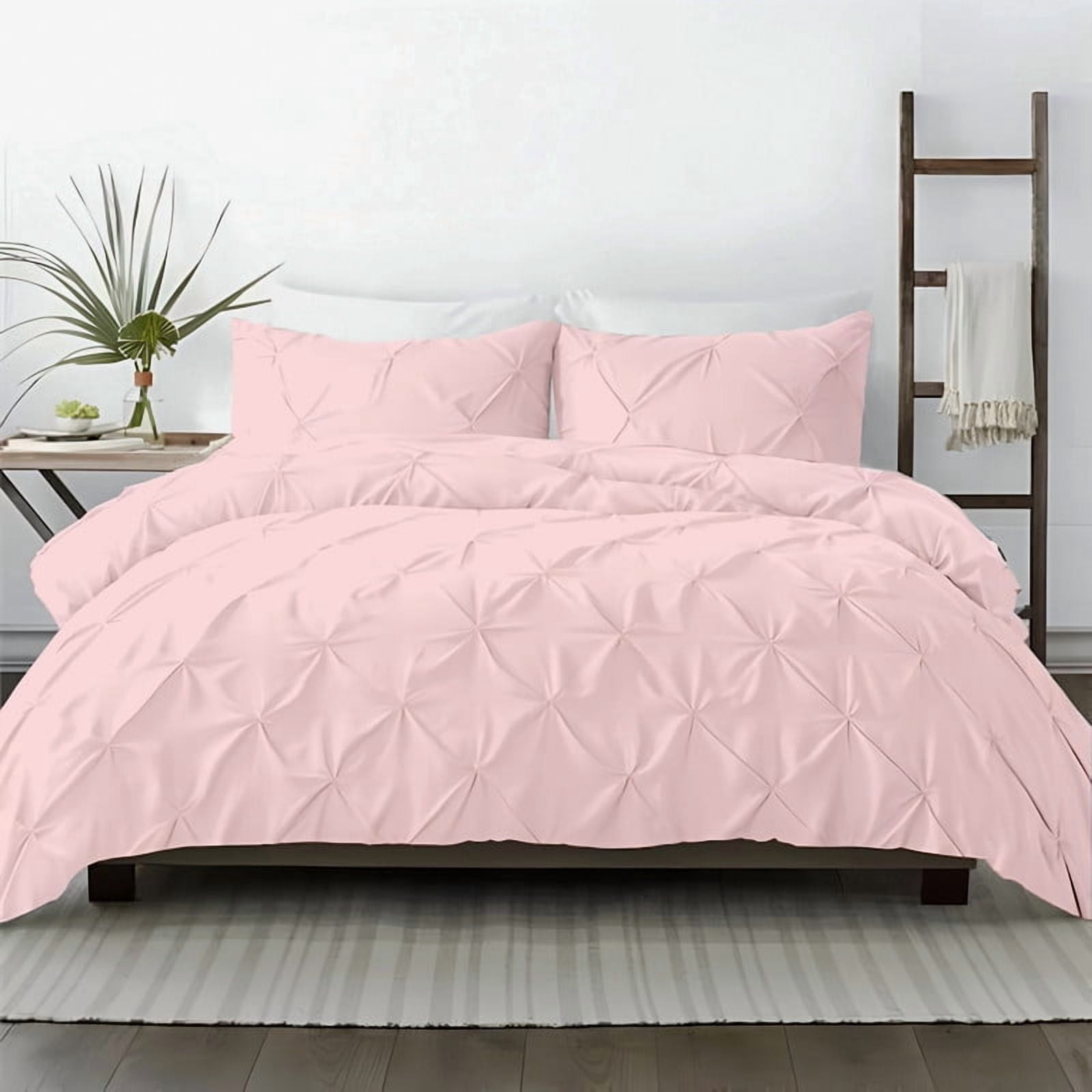 Kotton Culture 600TC 1Pc Pinch Pleated Duvet Cover Only 100% Egyptian Cotton (Blush, Super Oversized King)
