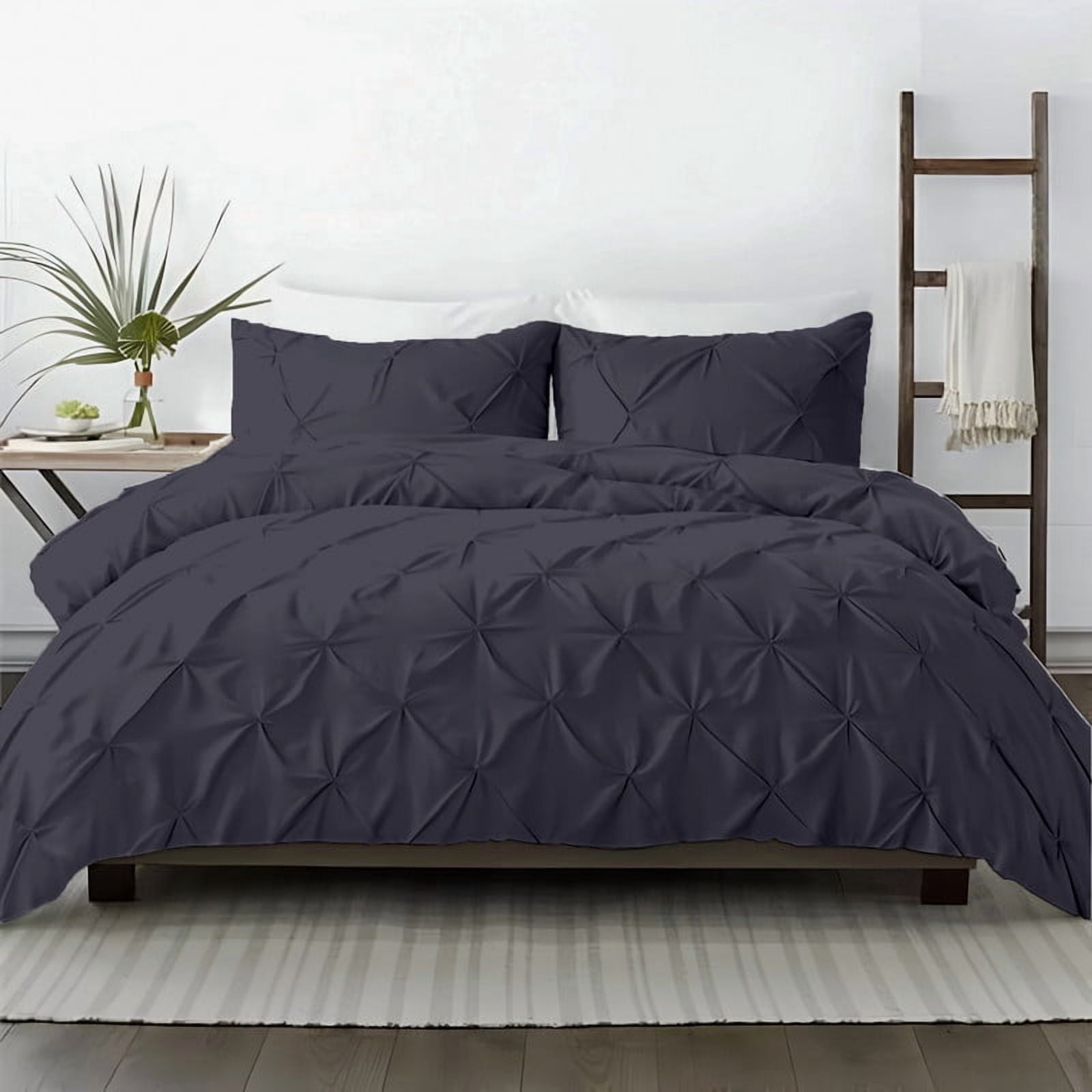 Kotton Culture 600TC 1Pc Pinch Pleated Duvet Cover Only 100% Egyptian Cotton (Dark Gray, Super Oversized King)