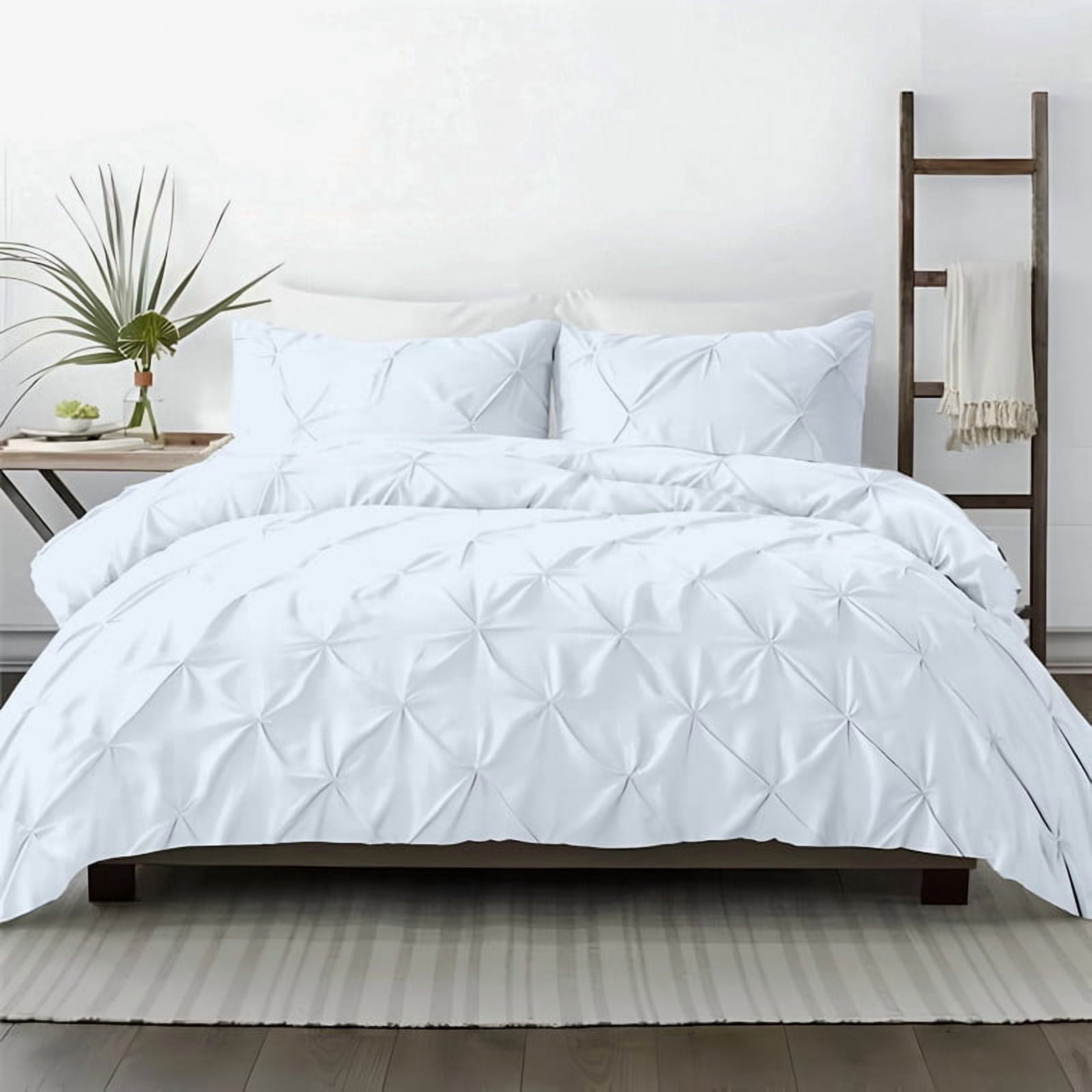 Kotton Culture 600TC 1Pc Pinch Pleated Duvet Cover Only 100% Egyptian Cotton (Light Blue, Twin)