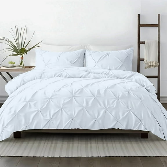 Kotton Culture 600TC 1Pc Pinch Pleated Duvet Cover Only 100% Egyptian Cotton (Light Blue, Twin)