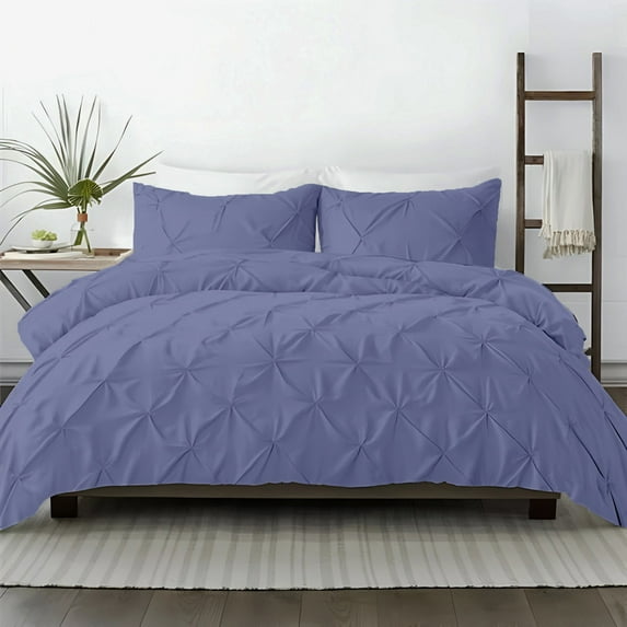 Kotton Culture 600TC 1Pc Pinch Pleated Duvet Cover Only 100% Egyptian Cotton (Mediterranean Blue, California King)