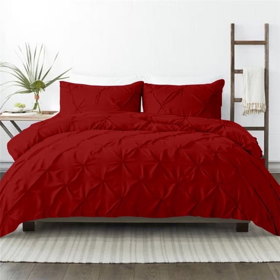 Kotton Culture 600TC Pinch Pleated Duvet Cover, 100% Egyptian Cotton (Blood Red, Queen/Full, 1 Piece)