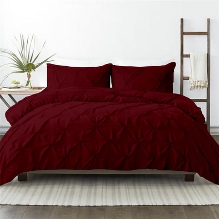 Kotton Culture 600TC Pinch Pleated Duvet Cover, 100% Egyptian Cotton (Burgundy, Queen/Full, 1 Piece)