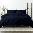 thumbnail image 1 of Kotton Culture 600TC Pinch Pleated Duvet Cover, 100% Egyptian Cotton (Navy Blue, Queen/Full, 1 Piece), 1 of 7