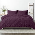 thumbnail image 1 of Kotton Culture 600TC Pinch Pleated Duvet Cover, 100% Egyptian Cotton (Plum, Queen/Full, 5 Piece), 1 of 8