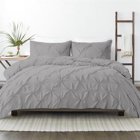 Kotton Culture 600 TC Pinch Pleated Duvet Cover 100% Egyptian Cotton with zipper (Super Oversized King, Silver) - 3 Piece