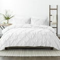thumbnail image 1 of Kotton Culture 600TC Pinch Pleated Duvet Cover, 100% Egyptian Cotton (White, Cal King/King, 3 Piece), 1 of 5