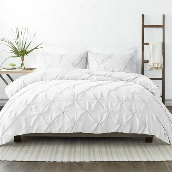 Kotton Culture 600TC Pinch Pleated Duvet Cover, 100% Egyptian Cotton (White, Queen/Full, 5 Piece)