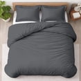 thumbnail image 1 of Kotton Culture 3 Pc California King Duvet Cover Set-100% Egyptian Cotton 600 TC Ultra Soft Premium Durable Comforter Cover Zipper Closure & Corner Ties- (Grey, 104" X 98"), 1 of 9